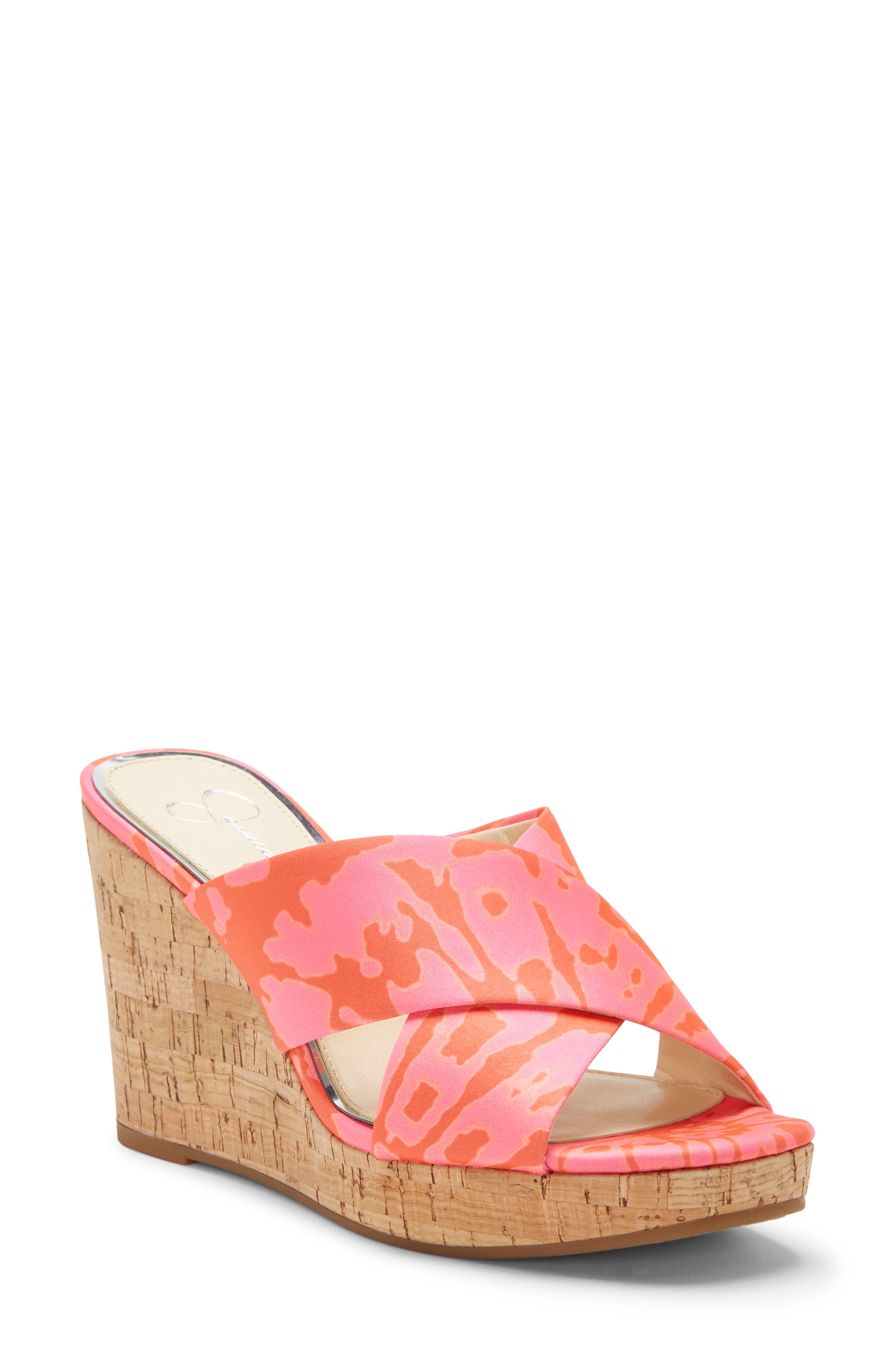 Seena Platform Wedge Sandal, Main, color, NEON PINK CO FAUX LEATHER