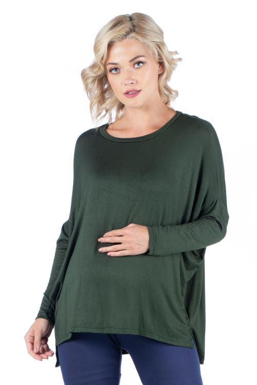 24seven Comfort Apparel Oversized Long Sleeve Maternity Dolman Top In Animal Print
