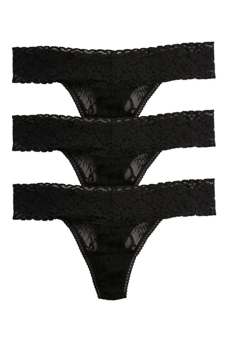 Lace Thong - Pack of 3, Alternate, color, BLACK