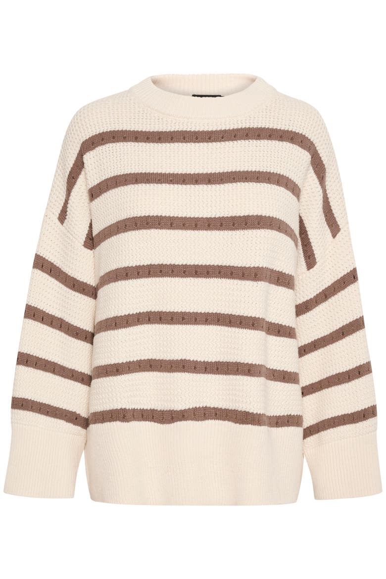 Ravalina Stripes Casual Fit Pullover, Alternate, color, White and Walnut Stripe