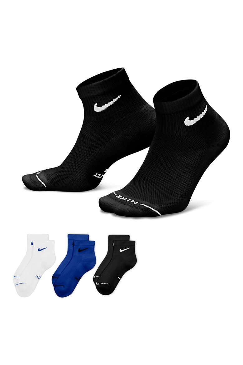 Everyday Dri-FIT Assorted 3-Pack Cotton Blend Quarter Socks, Alternate, color, MULTI-COLOR
