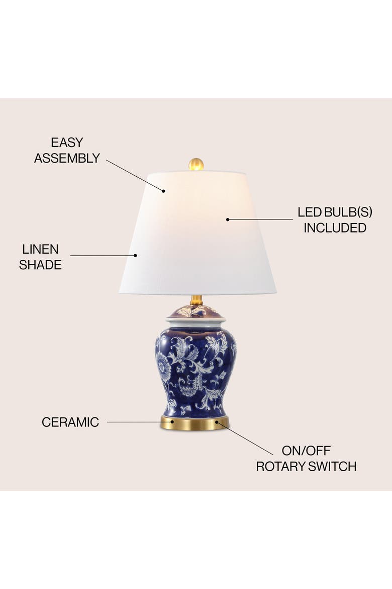 Penelope Chinoiserie Classic LED Table Lamp, Alternate, color, Navy/White