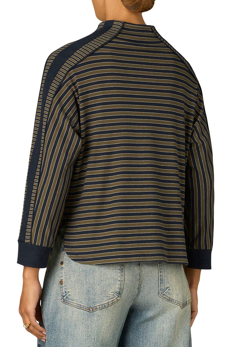 Stripe Mock Neck Rib Top (Petite0, Alternate, color, FOREST MOSS/ OCEAN TEAL