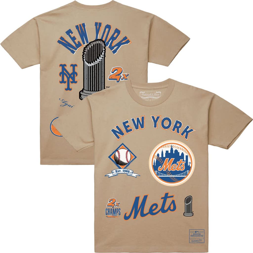 Mitchell & Ness Cream New York Mets Legacy Defined T-shirt In Brown