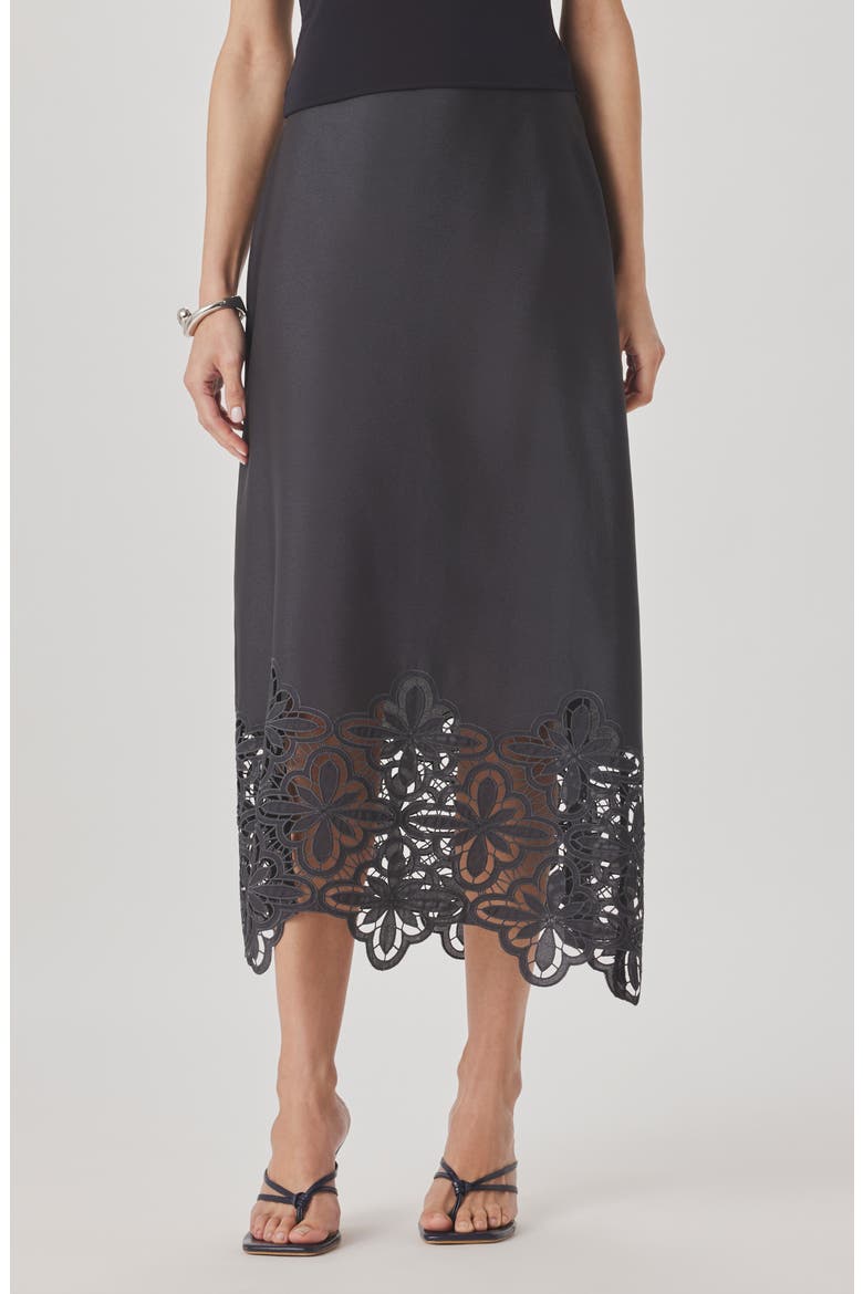 Pia Pinwheel Eyelet Midi Skirt, Main, color, LEAD GREY
