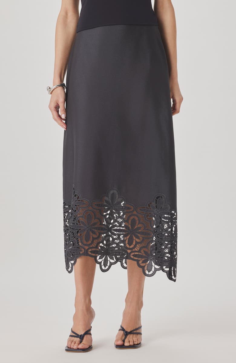 Splendid Pia Pinwheel Eyelet Midi Skirt, Main, color, Lead Grey