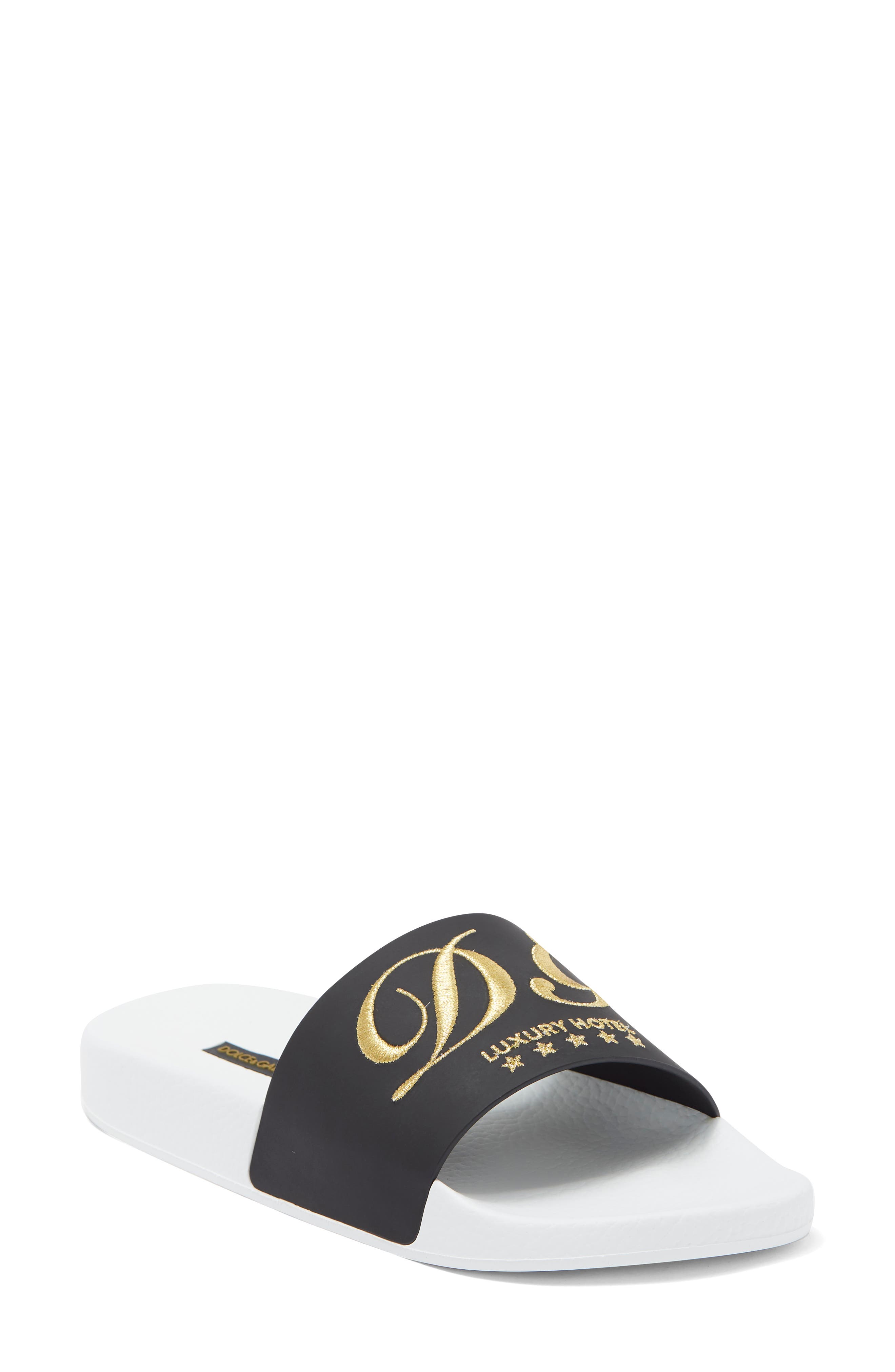 Dolce&Gabbana Leather Slide Sandal, Main, color, 