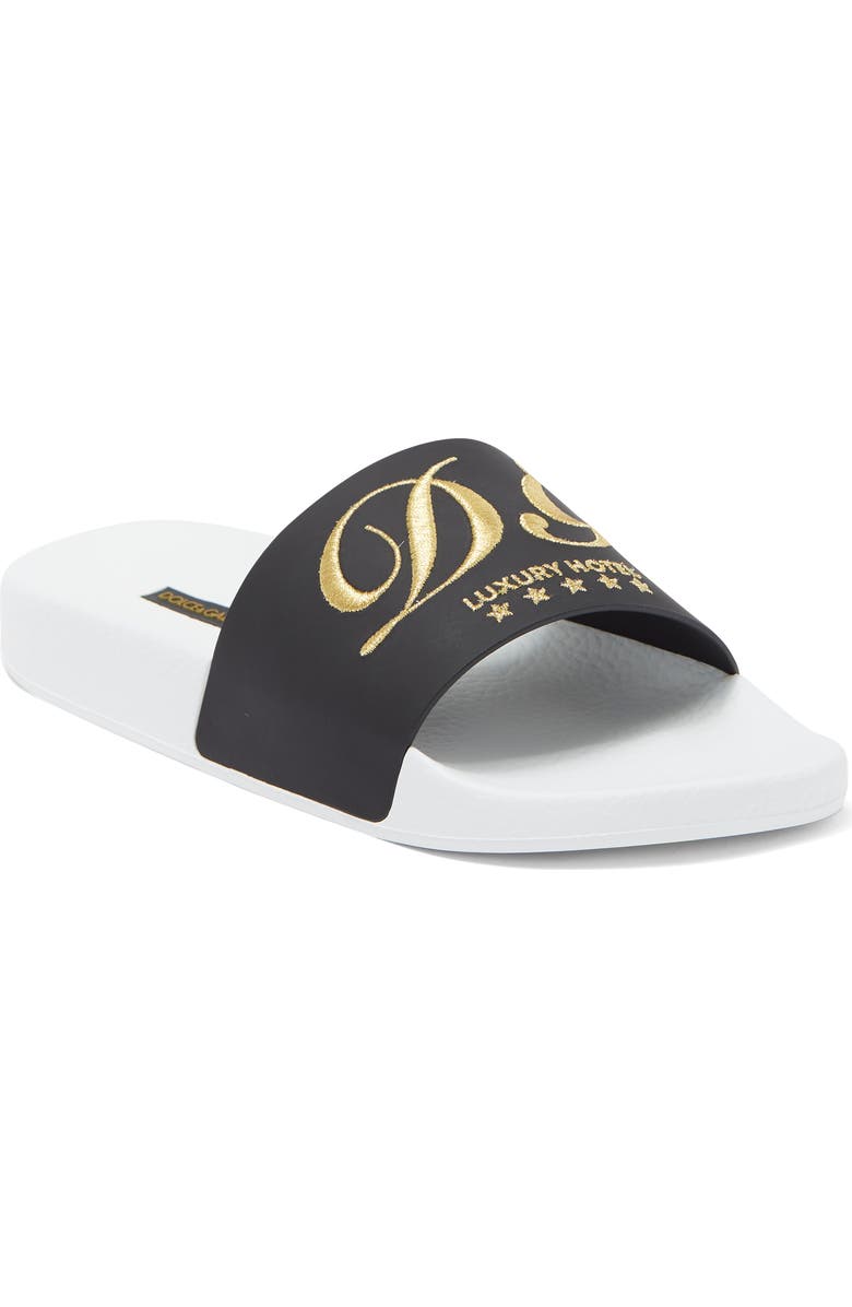 Dolce&Gabbana Leather Slide Sandal, Main, color,