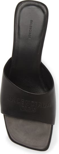 サンダル・ミュール BALENCIAGA DUTYFREE SANDALS Balenciaga Dutyfree Leather Logo Mule Sandals In Black