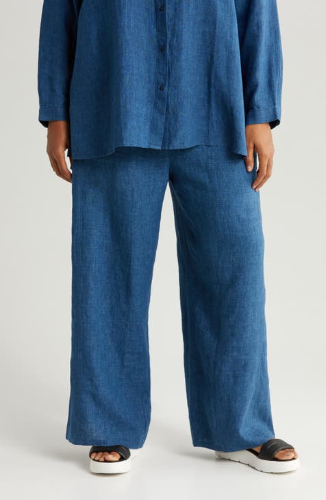 Wide Leg Organic Linen Ankle Pants (Plus)