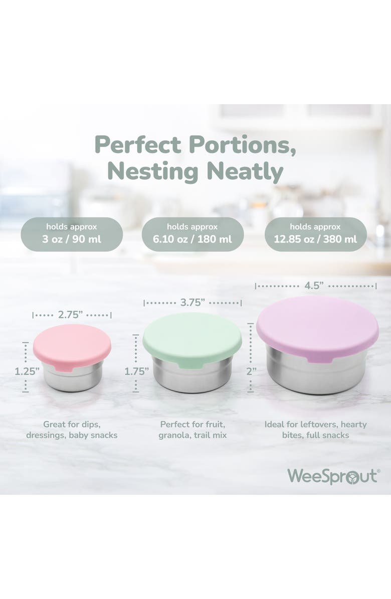 WeeSprout Stainless Steel Food Storage Containers, Leakproof Silicone Lids, BPA-Free - Set of 3, Alternate, color, 