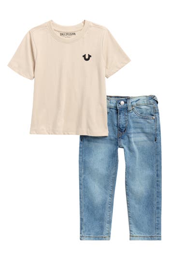 True Religion Horseshoe Graphic T-shirt & Jeans Set In Gray