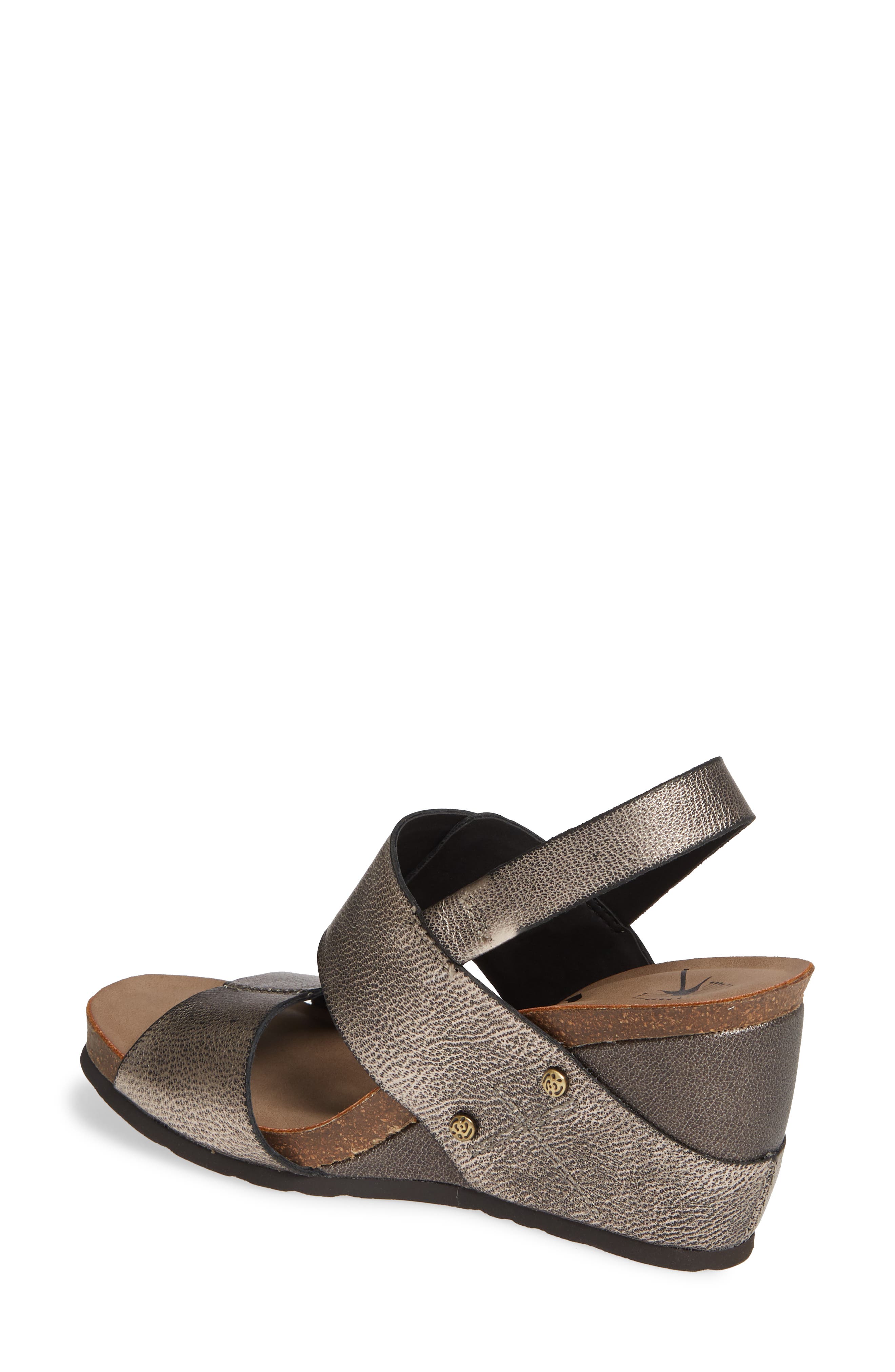 Overnight Wedge Sandal, Alternate, color, GREY PEWTER LEATHER