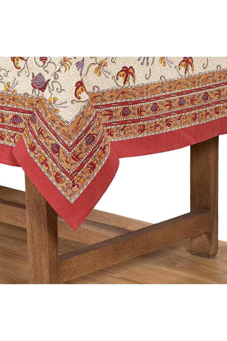 Fleur des Indes Tablecloth, Alternate, color, Red/White 90" x 90"