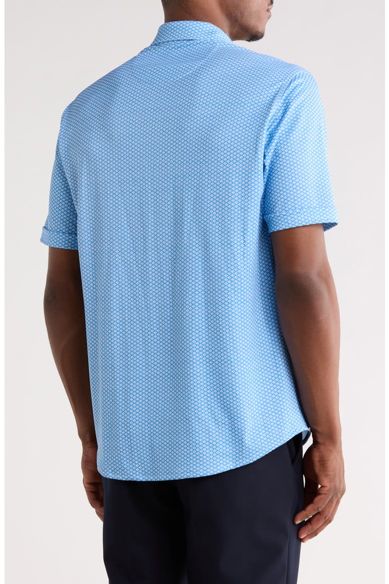 Stretch Geometric Print Short Sleeve Shirt, Alternate, color, SKY