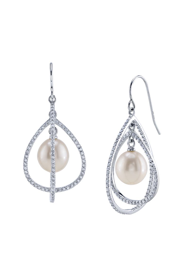 White Freshwater Pearl Eternal Earrings, Main, color, Sterling Silver