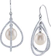 The Pearl Source White Freshwater Pearl Eternal Earrings