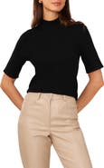 Halogen® Short Sleeve Mock Neck Rib Sweater