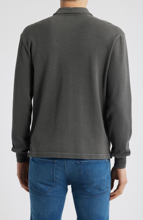Alex Crane Caza Rib Organic Cotton Long Sleeve Polo In Slate