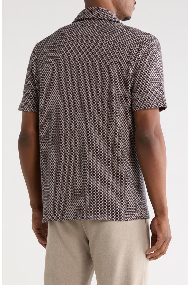 Geometric Jacquard Camp Shirt, Alternate, color, TAUPE / NAVY