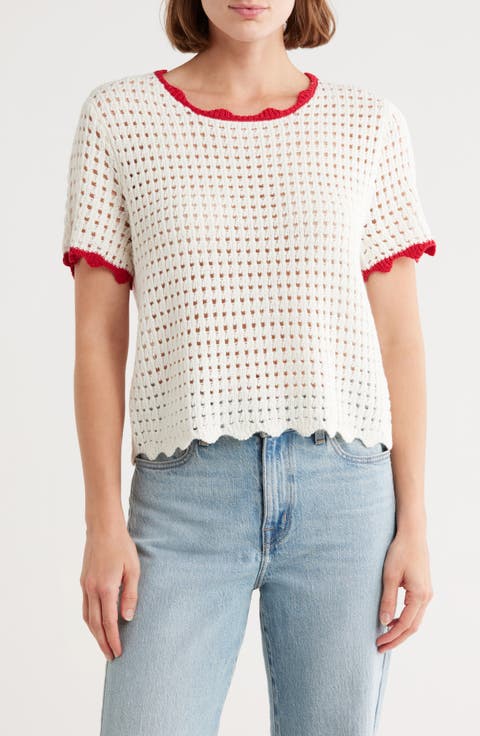 Short Sleeve Open Stitch Sweater