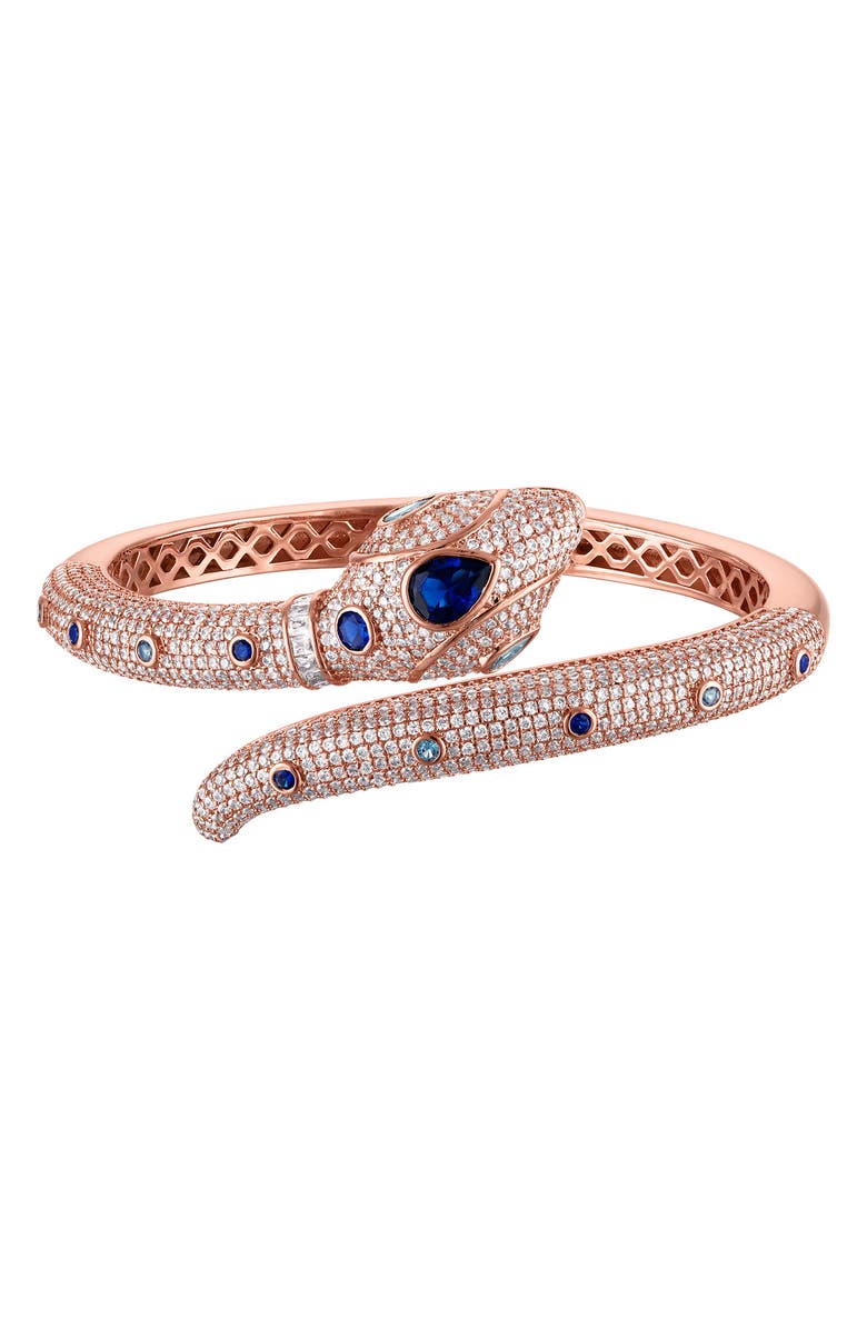 FZN Pavé Cubic Zirconia Snake Bypass Bracelet, Main, color, Pink