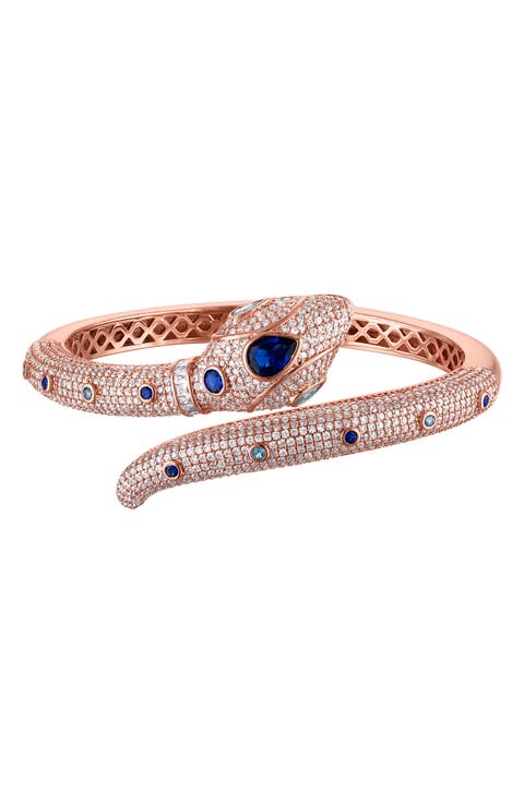 Pavé Cubic Zirconia Snake Bypass Bracelet