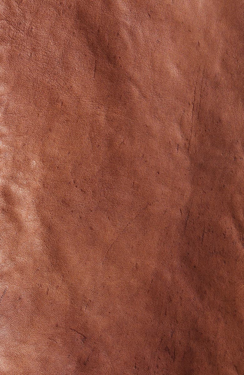 Balmain High Collar Leather Bomber Jacket, Alternate, color, 8Eh Brown