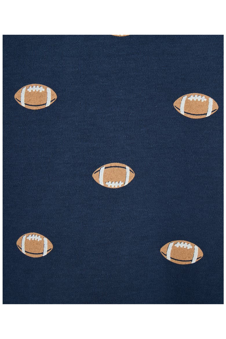 Football Print Zip Cotton Footie (Nordstrom Exclusive), Alternate, color, BLUE