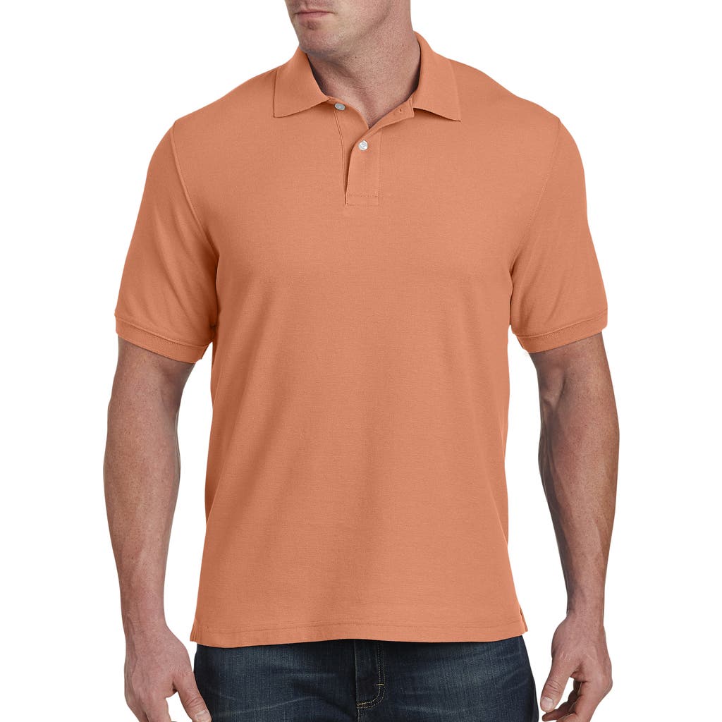 Harbor Bay By Dxl Big & Tall Piqué Polo Shirt In Brown