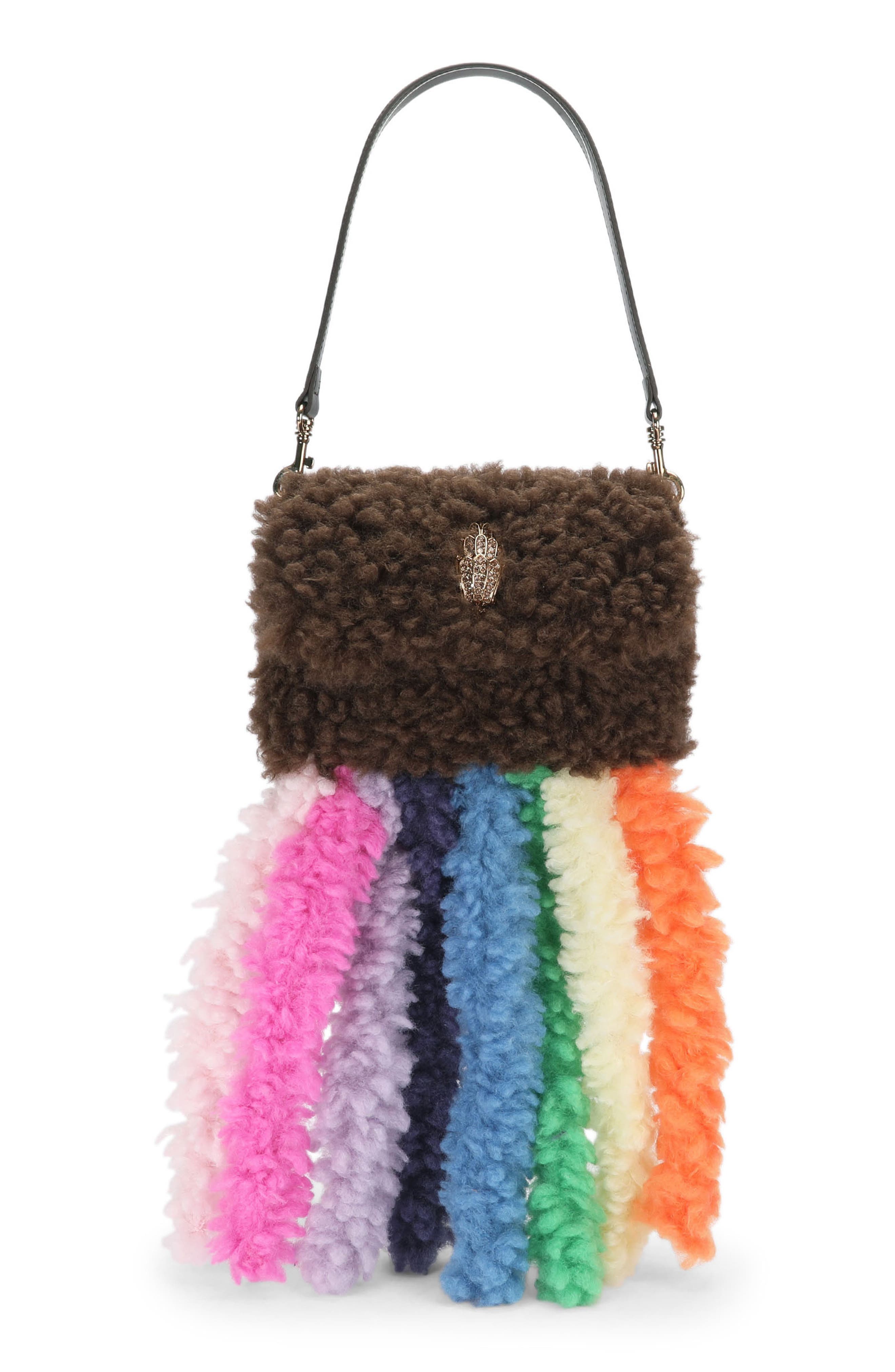 Medium Kensington Faux Shearling Shoulder Bag, Main, color, BROWN/ OTH