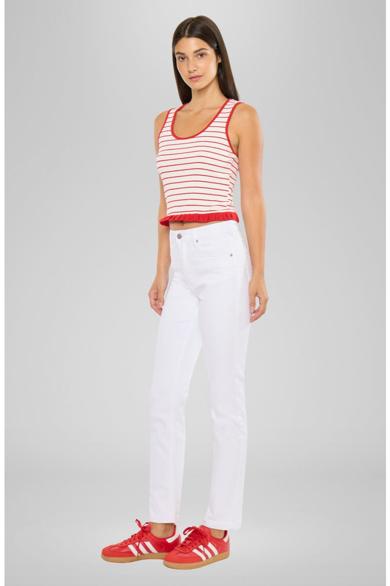 Piper Essentials High Rise Slim Straight Leg Jeans, Alternate, color, White