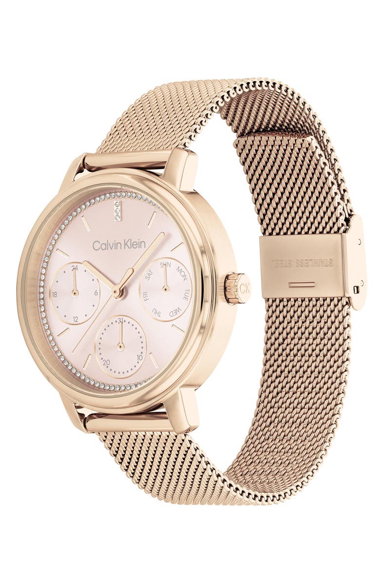 Calvin Klein Shimmer Mesh Strap Watch, 36mm, Alternate, color, 
