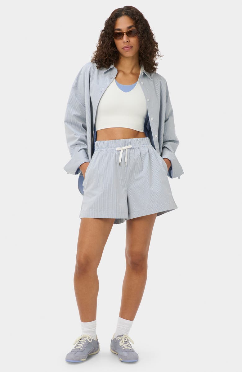Sweaty Betty Summer Stripe Shorts, Alternate, color, Navy Blue Pin Stripe