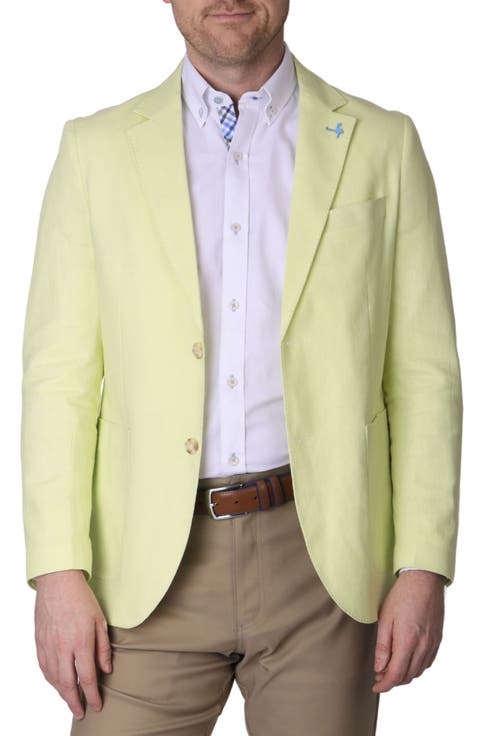 Solid Notch Lapel Linen Blend Sport Coat