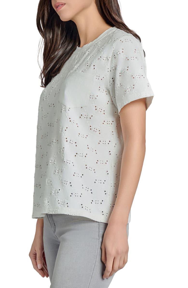 Jones New York Boxy Eyelet Pocket T-Shirt, Alternate, color, 