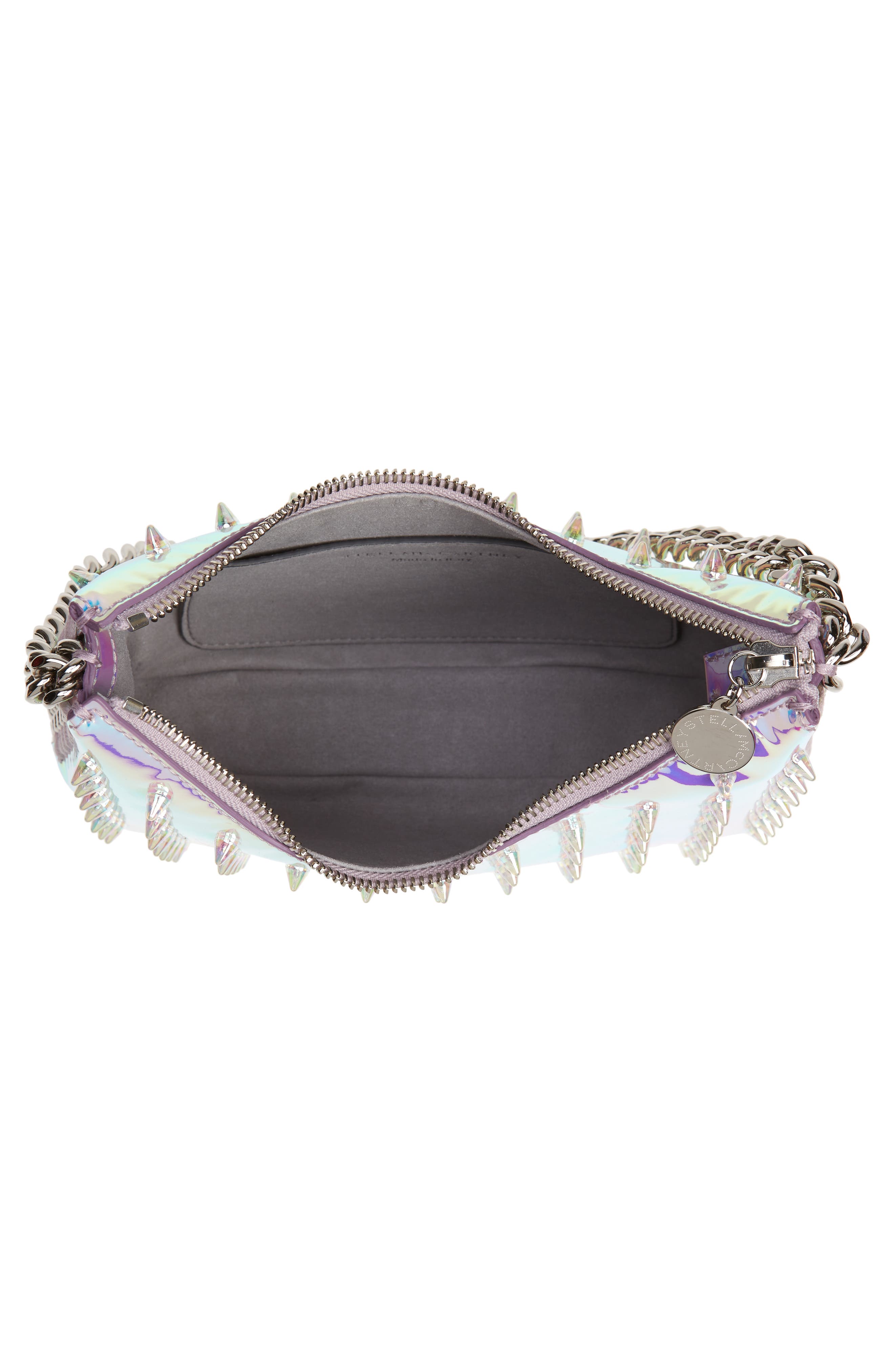Stella McCartney Mini Falabella Spike Holographic Shoulder Bag, Alternate, color, 