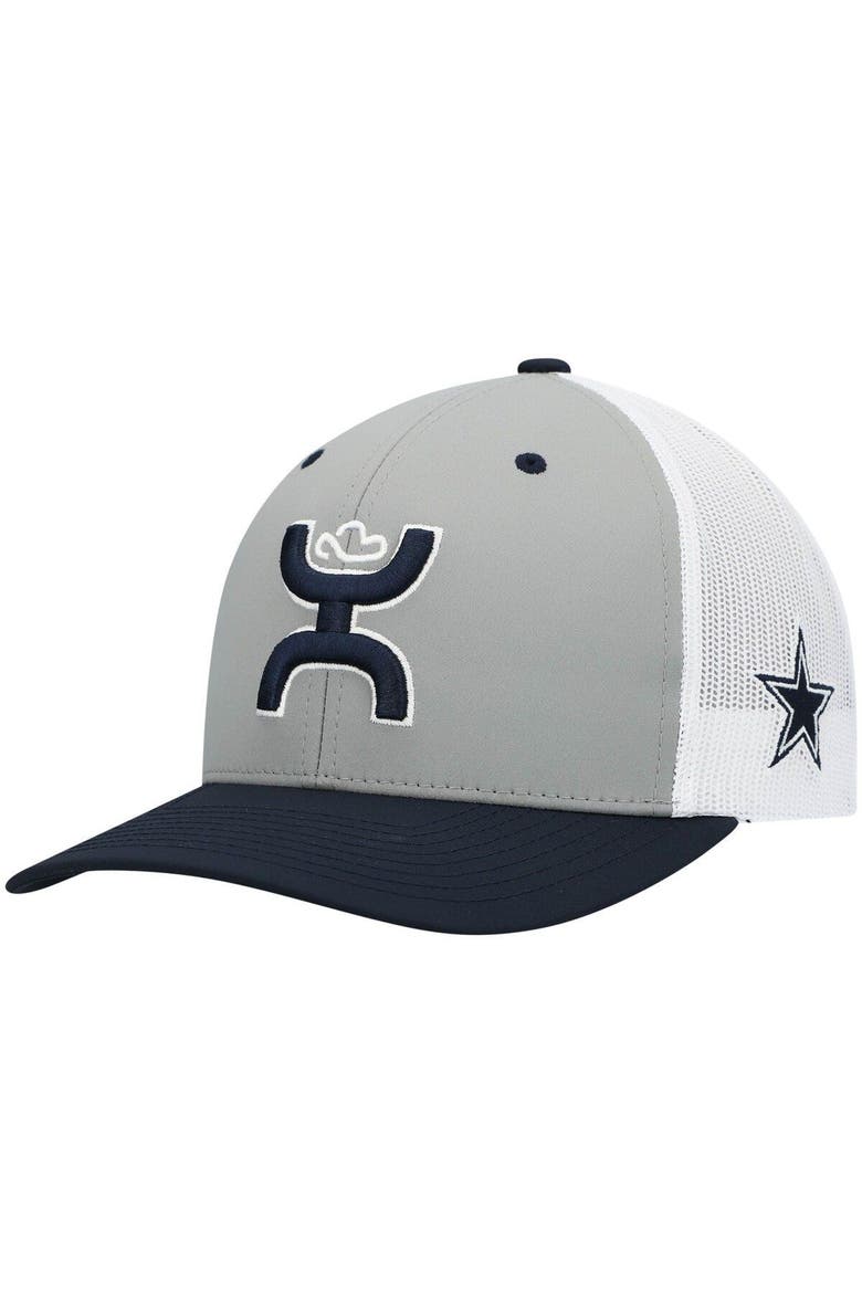 Men's HOOey Gray/Navy Dallas Cowboys Tri-Color H Trucker Snapback Hat, Alternate, color, GRAY