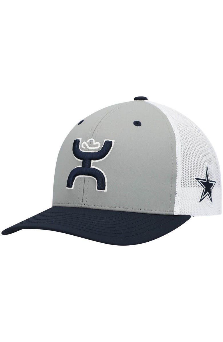HOOEY Men's HOOey Gray/Navy Dallas Cowboys Tri-Color H Trucker Snapback Hat, Alternate, color, Gray