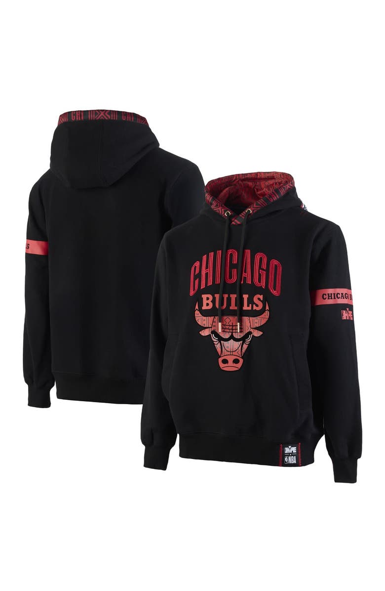 Two Hype Men's NBA x Two Hype Black Chicago Bulls Culture & Hoops Collection Premium Pullover Hoodie, Alternate, color,