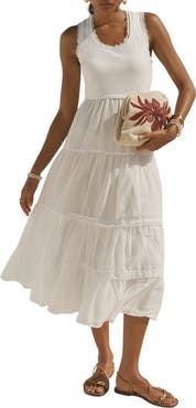 MINT VELVET Crochet Trim Tiered Midi Dress