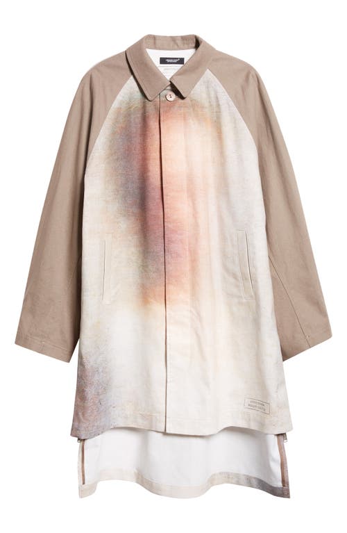 Undercover Bosisio Raglan Sleeve Cotton Blend Coat In Grey/beige Base