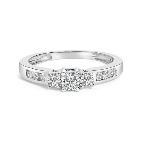 10K Gold 1/2 Cttw Diamond Three Stone Ring
