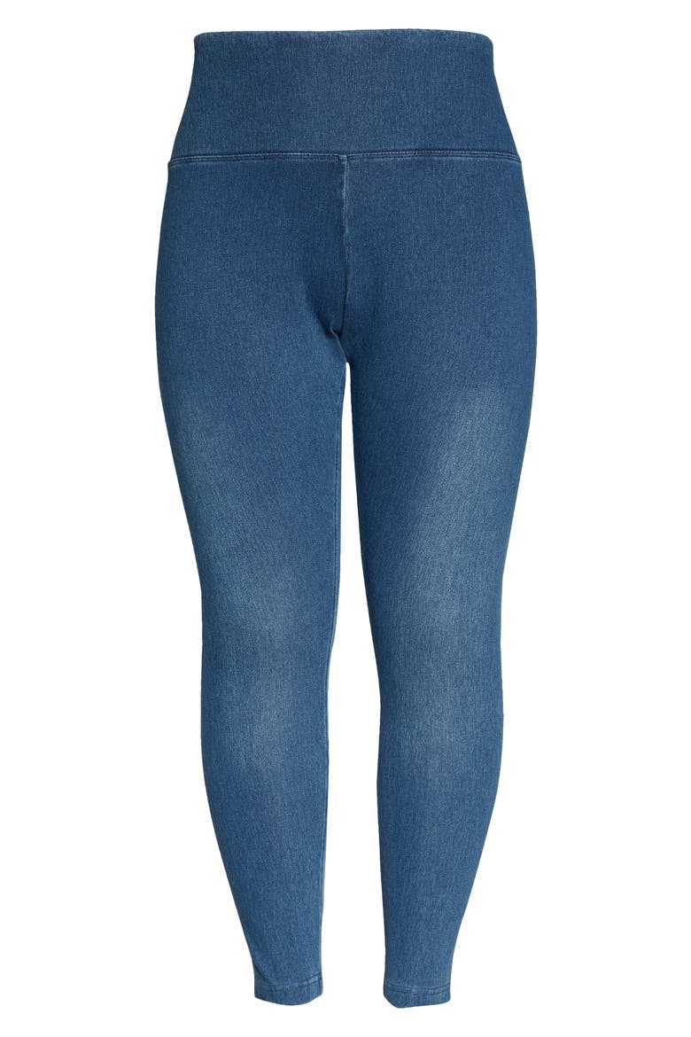 'Lyssentials High Rise Stretch Denim Leggings, Alternate, color, MID WASH