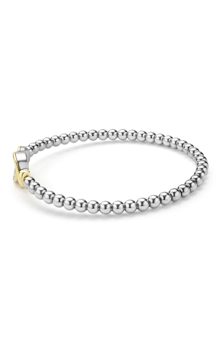 LAGOS Signature Caviar Two-Tone Interlock Diamond Stretch Bracelet, Alternate, color, Two Tone