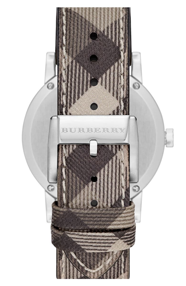 Burberry Smoke Check Strap Watch, 38mm, Alternate, color, 