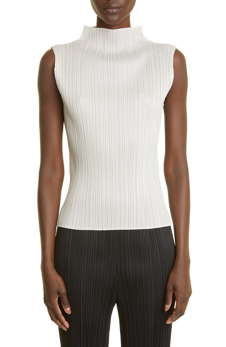 Pleats Please Issey Miyake Pleated Mock Neck Top, Main, color,