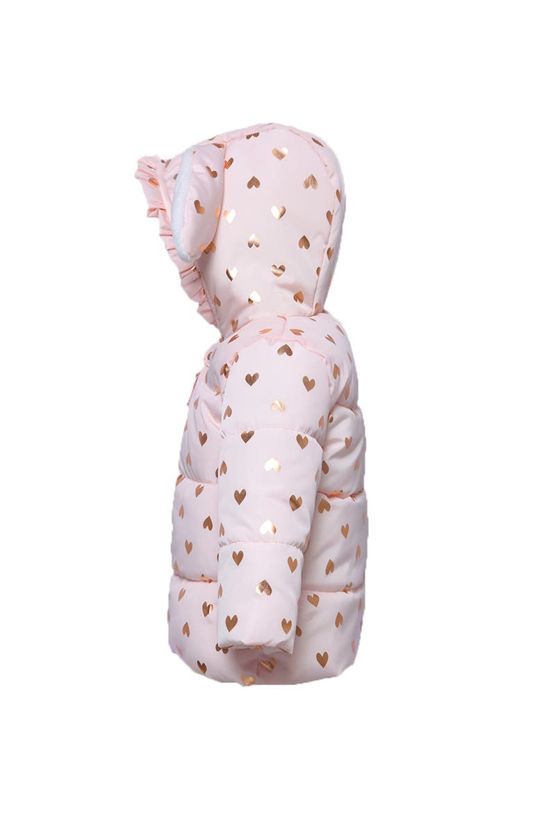 Soft Fleece Lined Bunny Puffer Jacket, Alternate, color, Pink Frost/ Heart Foil Print