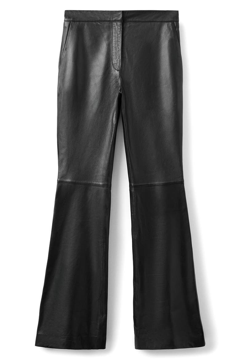 Selection Leather Flare Leg Pants, Alternate, color, BLACK