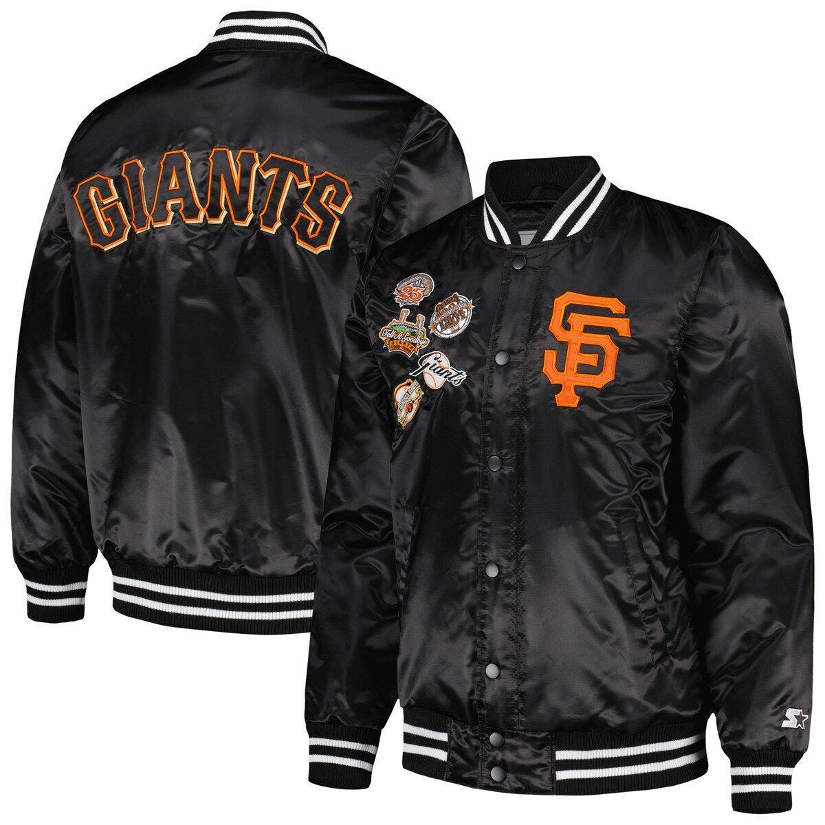STARTER Men's Starter Black San Francisco Giants Patch Full-Snap